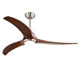 52" Solid Wood Blades Ceiling Fan With Light with Remote Control, Noiseless Reversible Motor, 6 60229797