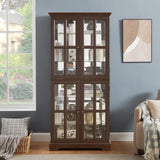 ZUN Curio Display Cabinet,Antique Display Cabinet with Glass Doors Adjustable Shelves for Collectibles W2275P231688