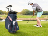 14-Way Golf Cart Bag - 6 Zippered PocketsCooler Pocket, Waterproof Zippers, Navy Red 03534336