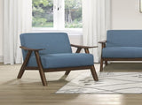 Modern Home Furniture Blue Fabric Upholstered 1pc Accent Chair Cushion Back and Seat Walnut Finish B01172866