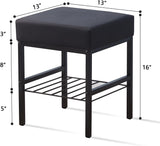 Vanity Footstool Ottoman 13" x 13" x 16", Soft Padded Seat with Faux Leather Cover, Modern Metal 83439500