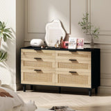 51" Rattan Dresser for Bedroom, 6 Drawer Dresser, Clothes Storage Cabinet for Bedroom, Metal W757P209508