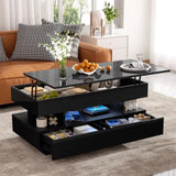 Lift-Top Coffee Table with 2 Drawers, Modern Coffee Table with Adequate Hidden Compartment, 97569503