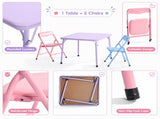 Kids Picnic Table and 2 Chairs Set, Foldable Table for Backyard, Camping and Crafts, Pastel 03385561