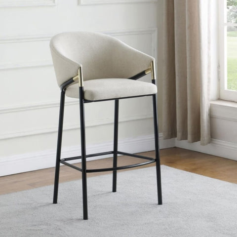 ZUN Beige and Glossy Black Sloped Arm Bar Stools B062P145554