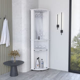Corner Bar Cabinet Unit with Wine Glass Rack and Lower Cabinet, White B097P221375