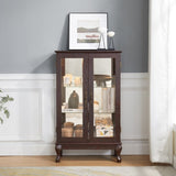 2 Doors Curio Cabinet with Tempered Glass Doors, Curio Cabinets with Mirrored Back Panel and W2275P178893