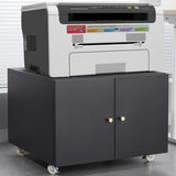 ZUN Office furniture Copier Cabinet BLACK 2 door steel copier stand mobile pedestal file Printer Stand 45773336