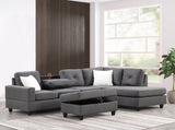 Modern Charcoal L-Shaped Sectional Sofa, Contemporary Upholstered Living Room Couch, Deep B2771P498532