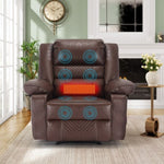 ZUN Breathable Leather Massage Recliner Chair Manual Living Room Reclining Sofa W1403P156677