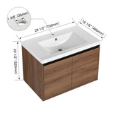 ZUN LEVISTAR Brown 30 Inch Bathroom Vanity with resin Countertop Sink, 2 Doors Bathroom Cabinet Set W1972P165046