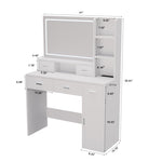 ZUN White dressing table with LED 3-color illuminated mirror and power outlet, dressing table with W1320P186696