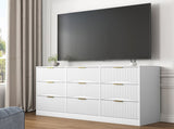 White 9 Drawer Dresser, 63" Large Deep Chest of, Wooden Dresser Storage Cabinet with 9 W409P307539