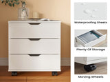 3-Drawer Vertical Filing Cabinet Rolling Wood Mobile File Cabinets Under Desk for Home Office with T3623P493349