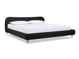 Roman Curved Headboard Upholstered Platform Bed, King, Ebony Black Boucle B2719P238212