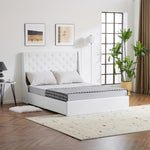 ZUN Upholstered Full Platform Storage Bed Frame with 4 Drawers, Wingback Headboard with Button Tufted 69625414