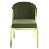 ZUN ACME Fallon Side Chair , Green Velvet & Mirrored Gold Finish DN01956