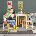 ZUN 5 Piece Kiddy Table and Chair Set , Kids Wood Table with 4 Chairs Set Cartoon Animals 14281906