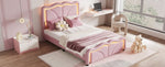 ZUN Twin Size Upholstered Platform Bed with Curve Shaped and Height-adjustbale Headboard,LED Light WF323748AAH
