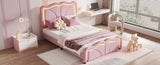 Twin Size Upholstered Platform Bed with Curve Shaped and Height-adjustbale Headboard,LED Light WF323748AAH