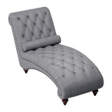 Modern Stylish Gray Color 1pc Chaise Button-Tufted Nailhead Trim w Bolster Pillow Comfortable Living B01165809