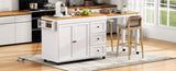 K&K 74.8" Kitchen Island with Extendable Dining Table, Kitchen Storage Cart with 3 Drawers, Power N707P303401W