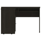 ZUN Mix L-Shaped Desk, Keyboard Tray, Two Drawers, Single Open Shelf -Black B20091961