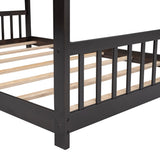 ZUN Full Size House Bed Wood Bed, Espresso 34877321