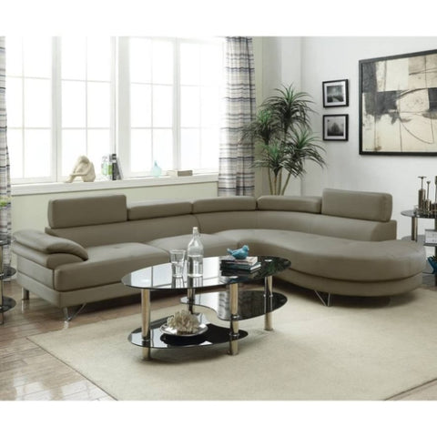 ZUN 2 Piece Faux Leather Upholstered Sectional Sofa in Light Grey B01682377