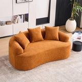 LY-025S-OR COMPRESSION SOFA Double-seat orange sofa, Wood Grain Chenille fabric, full sponge W2231P261292