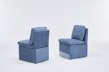 Linen Upholstered Armless Dining Chair with Casters and Storage space-set of 2,BLUE W2069P288876