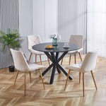 ZUN 42.1"BLACK Table Mid-century Dining Table for 4-6 people With Round Mdf Table Top, Pedestal Dining W234P143405