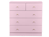 25.98"*15.75"*35.83" 4-Tier 5-Drawer Cabinet Drawer Dresser with Gold Handles Macaron Pink 63674916