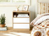 White Oak color, P2 particleboard with linen-textured melamine finish, drawers with beveled edges, 62963235