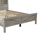 Farmhouse Platform Bed with Double Sliding Barn Door, Queen Size Rustic Wood Bed with
Charging WF317944AAG