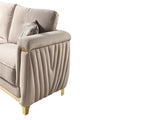 Leena Contemporary Style Upholstery Sofa Made with Wood in Gold accent & Beige B009P264617