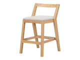 Jasper Indoor Rubberwood Barstool, Natural Finished and Beige Upholstery, Set of 2 N775P336213N