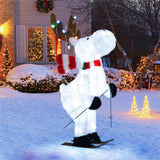 44" Animated Skiing Christmas Reindeer - 98 Cold White LEDs 12 Color String Lights, Red Scarf 51142454