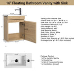 ZUN 16" Floating Bathroom Vanity with Sink, Wall-Mounted Small Bathroom Storage Vanity Cabinet with W1573P168717