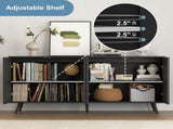 Sideboard Buffet Cabinet with Storage, Long Sideboard Storage Cabinet with 4 Doors, Wood Credenza W409P327405