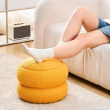 Storage Ottoman, Round Teddy Velvet Footrest with Tray, Macaron-Shaped Stool, Modern Side Table, 72119708