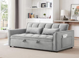 55.1-inch 3-in-1 convertible sofa bed, modern velvet double sofa Futon sofa bed with adjustable W2564P445798