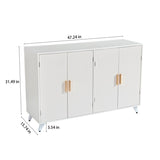 ZUN ideboard with wavy texture buffet cabinet, white accent cabinet with door, modern bookcase for W1705P179816