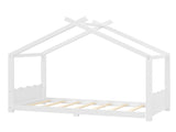 Twin House Floor Bed with Support Slats, Solid Wood House Bed Frame for Kids, No Box Spring Needed 37856201