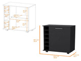 Black 6-Bottle Rack Bar Cart B062P175131