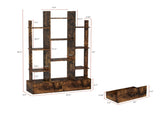 Bookshelf with 2 Drawers, Industrial Freestanding Open Display Shelving, Vintage Open Bookcase, 12 W578P207921