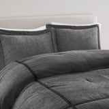 7 Piece Micro Corduroy Comforter Set Grey Queen B035P266661