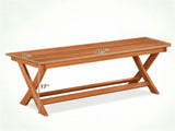 Solid Wood Backless Patio Bench, 2Person Rustic Slatted Seat Bench with XFrame Legs, Breathable 68769856