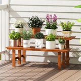 Double layered woody plant rack, staircase style flowerpot rack 71225288