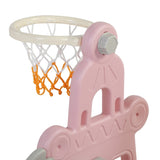 ZUN Kids Swing and Slide Set 3-in-1 Slide with Basketball Hoop for Indoor and Outdoor Activity Center, W2181139395